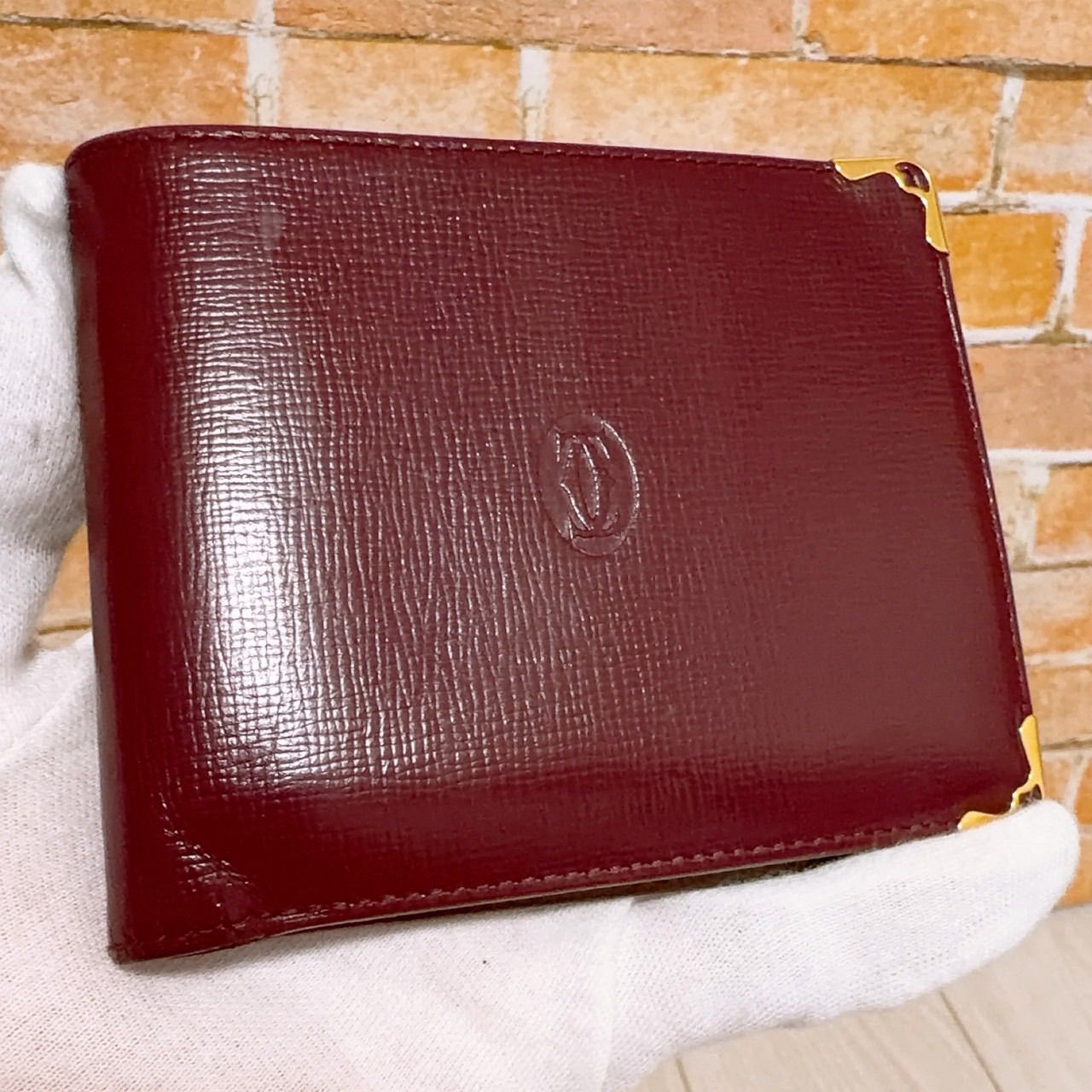 (美品) Cartier(カルティエ) 折財布 レザー ボルドー系