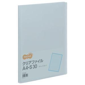ds-（まとめ） TANOSEE クリアファイル A4タテ 30ポケット 背幅17mm ブルー 1冊 〔×30セット〕