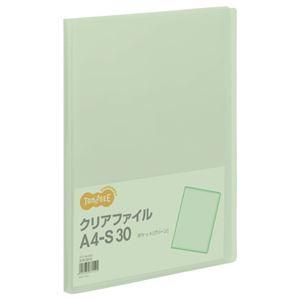 ds-（まとめ） TANOSEE クリアファイル A4タテ 30ポケット 背幅17mm グリーン 1冊 〔×30セット〕