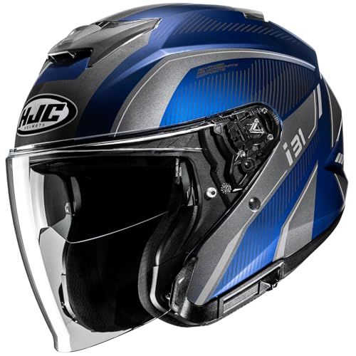HJC HELMETS(エイチジェイシーヘルメット) バイク用 ヘルメットジェット オープンフェイス サンバイザー内蔵 ベンチレーション 内装着脱 i31 リノ HJH276 BLUE(MC2) XL (60 - 61cm)pms 16a9500a