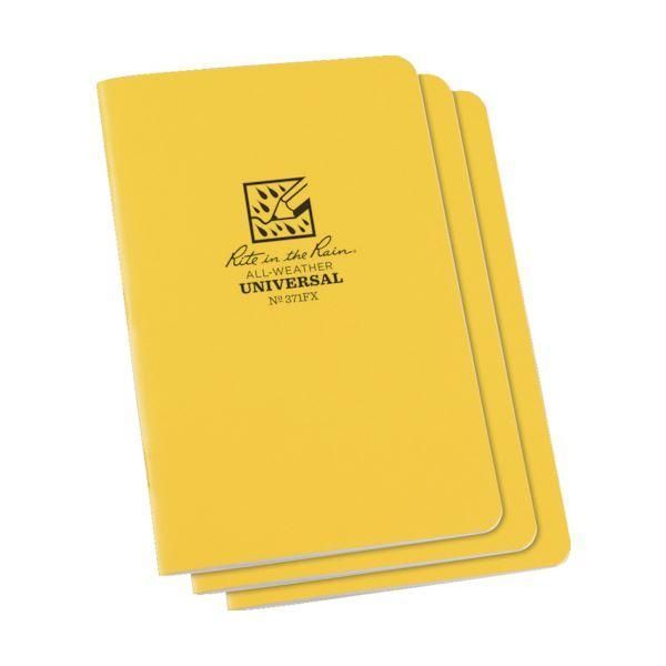 ds-（まとめ） ライトインザレインステイプルノートブック（セット） ユニバーサル イエロー 371FX 1パック（3冊） 〔×2セット〕