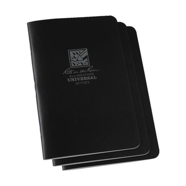 ds-（まとめ） ライトインザレインステイプルノートブック（セット） ユニバーサル ブラック 771FX 1パック（3冊） 〔×2セット〕