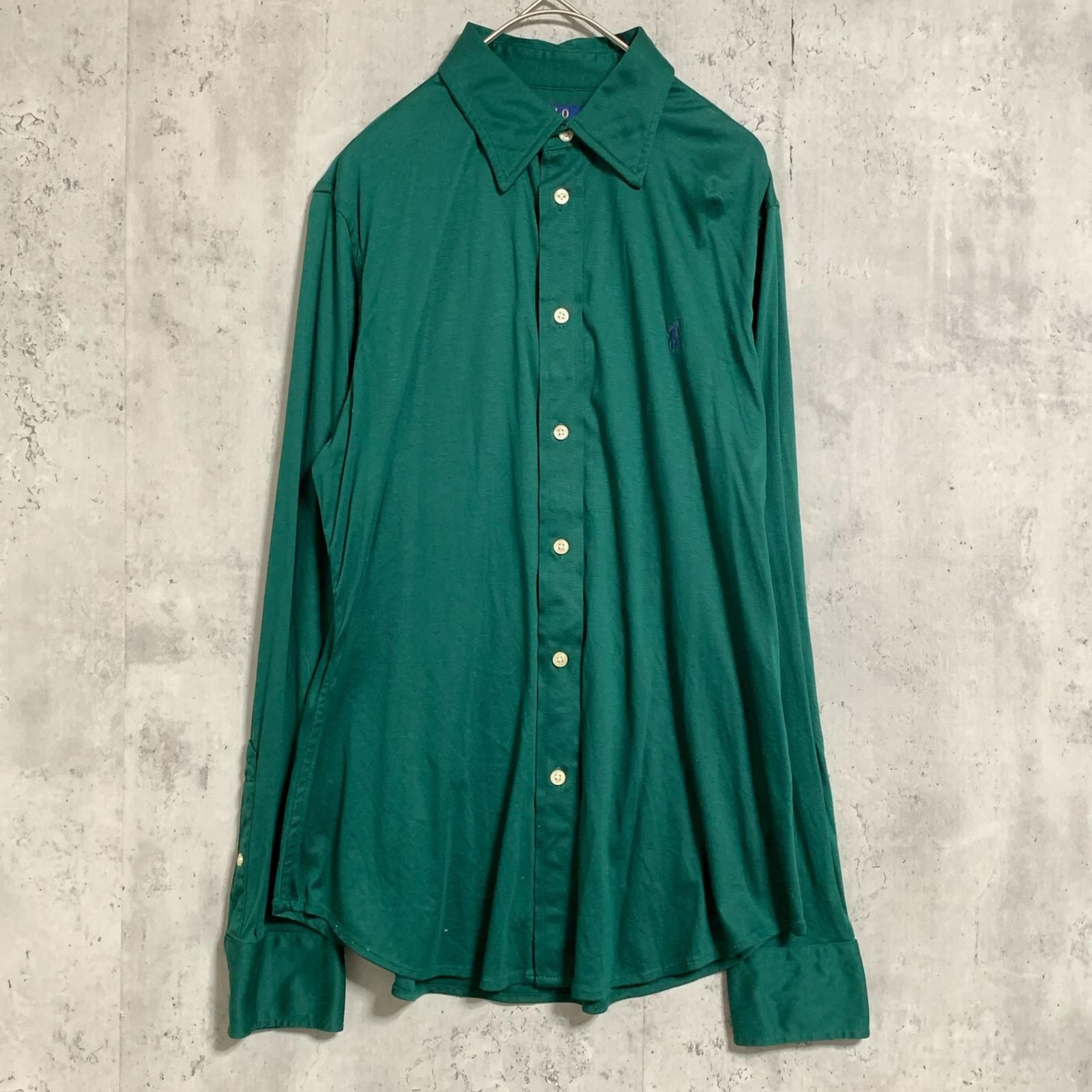 □ POLO RALPH LAUREN ポロ・ラルフローレン KNIT DRESS SHIRTS ニットドレス シャツ LG 緑 ◇■ メンズ