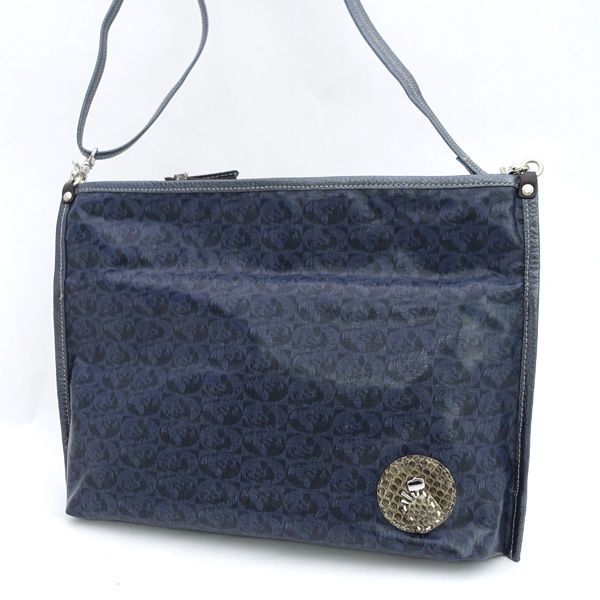 PELLE BORSA / ペレボルサ ◆ショルダーバッグ/総柄×パイソン/ネイビー レディースファッション【中古】