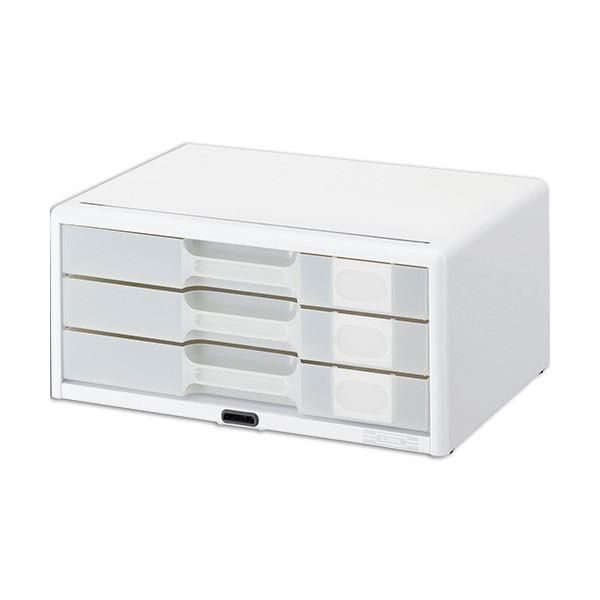 ds-ライオン事務器 カギ付半透明レターケースカド丸タイプ A4ヨコ 3段 ホワイト LA4-553LW 1台 26,395円