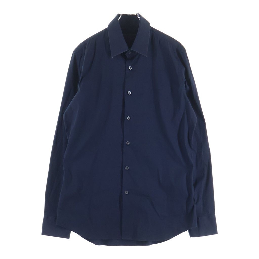 PRADA (プラダ) コットン ドレスシャツ レギュラーカラー 長袖シャツ ポリアミド エラステイン ネイビー UCM608