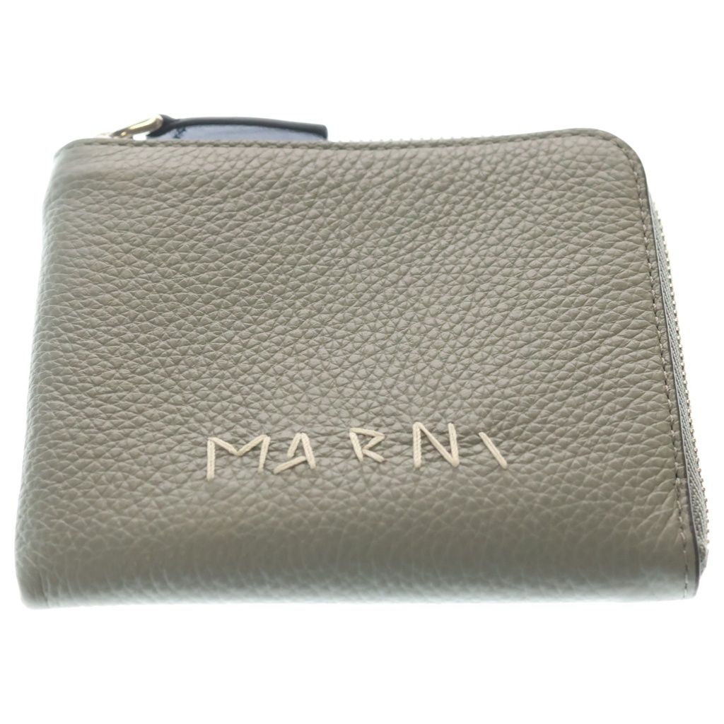 MARNI (マルニ) 25SS Mini Wallet レザーラウンドファスナーコインケース ミニウォレット 財布 グリーン PFMI0095Q0