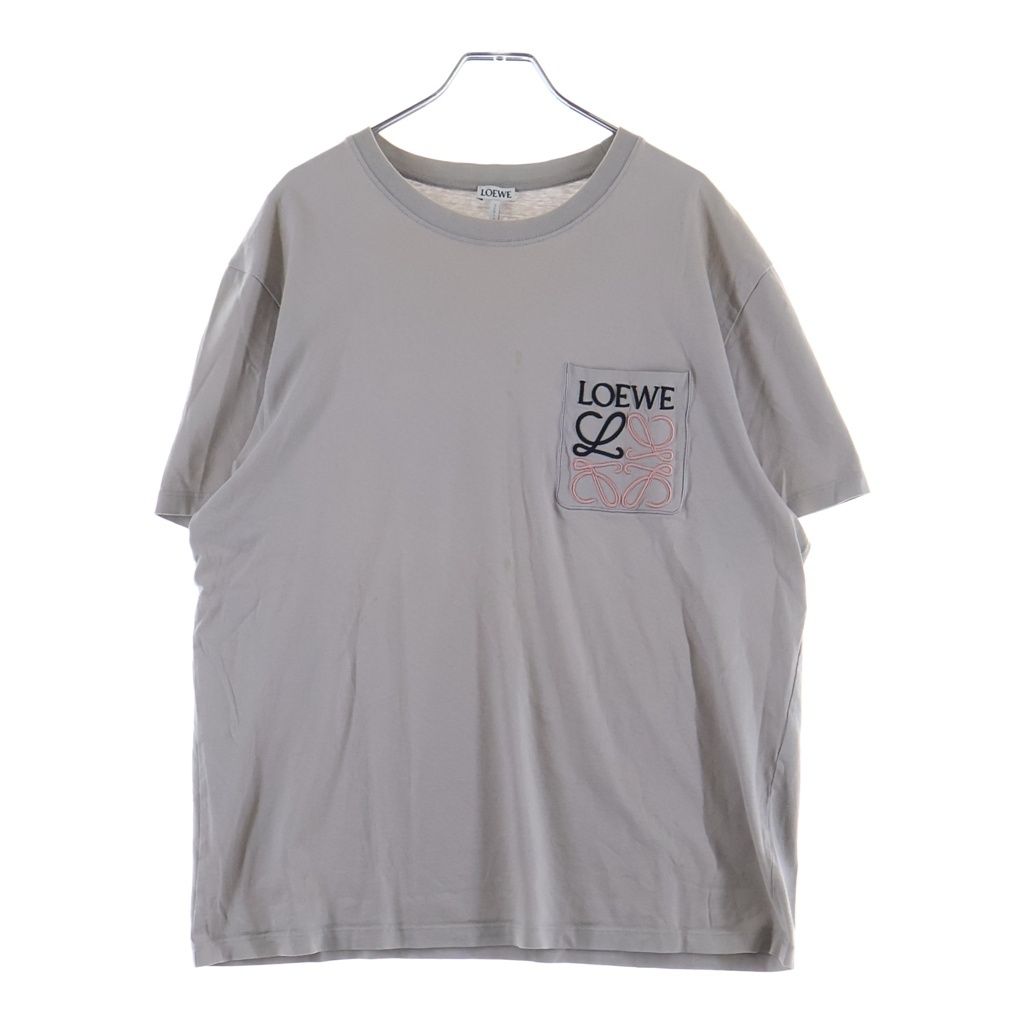 LOEWE (ロエベ) 22AW アナグラム ロゴ刺繍 半袖コットンTシャツ カットソー 胸ポケット グレー H526Y22X99