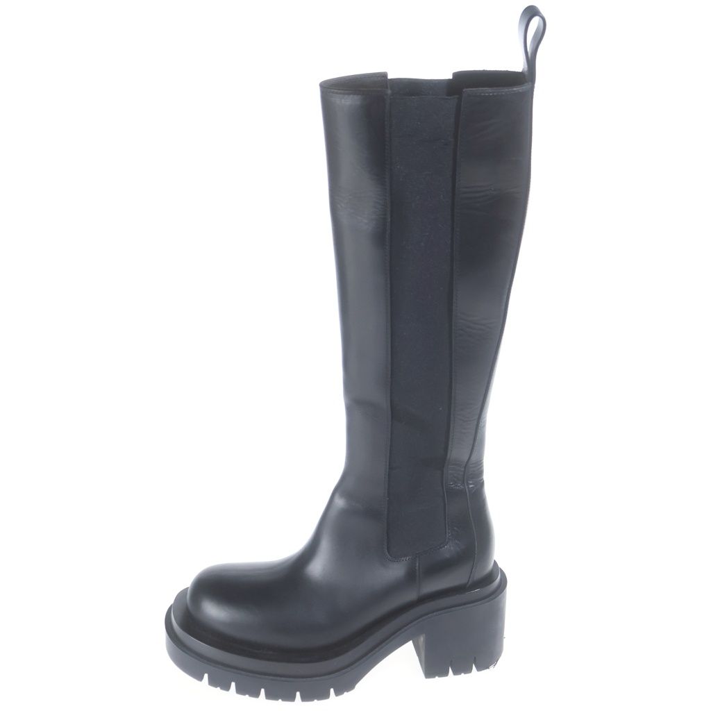 BOTTEGA VENETA (ボッテガヴェネタ) 21AW LUG KNEE HIGH BOOTS ラグソール ニーハイロングブーツ チャンキーソール サイドゴア ブラック 667146 VBS50 レディース