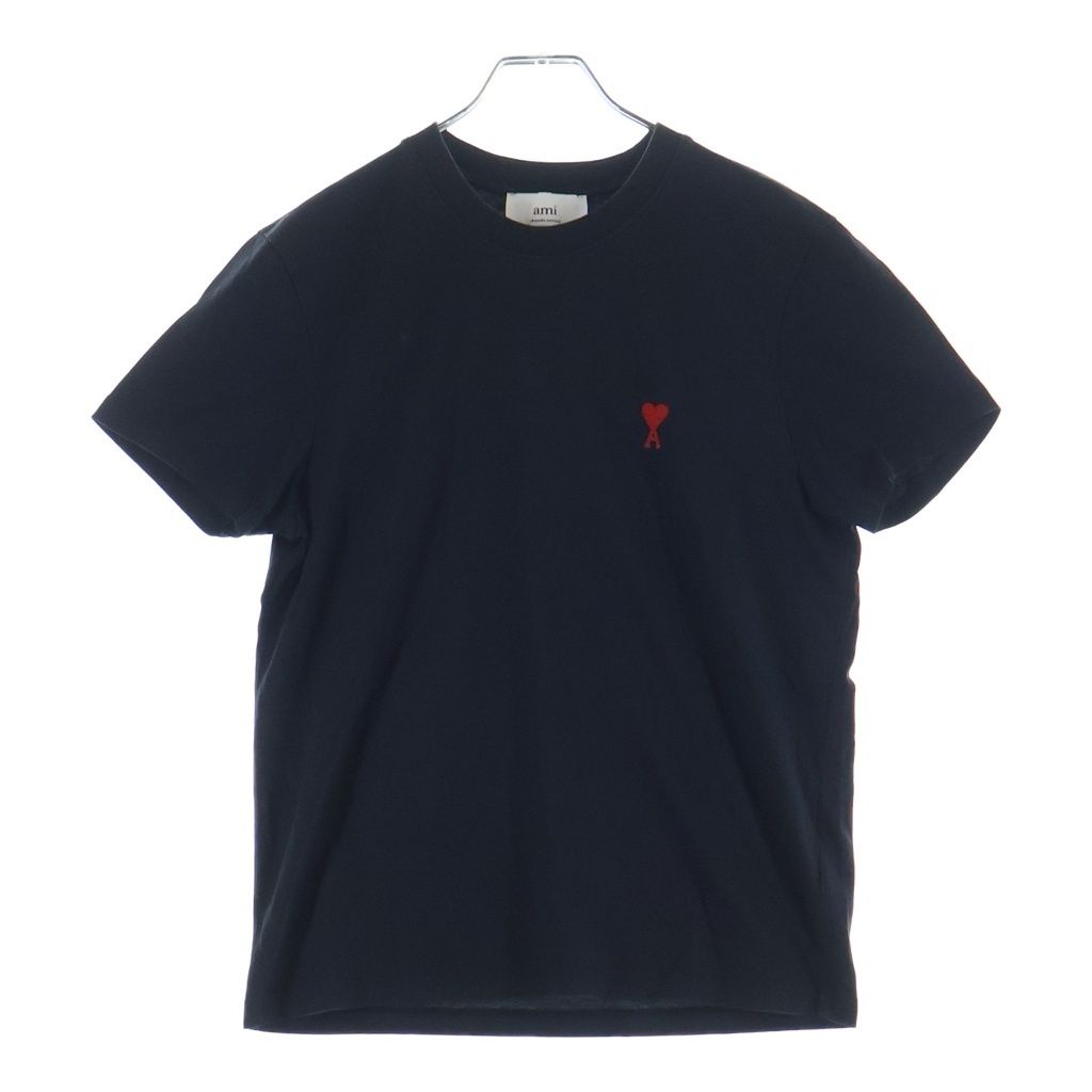 AMI Alexandre Mattiussi (アミアレクサンドルマテュッシ) T-Shirt ハートロゴ刺繍 半袖Tシャツ ブラック BFUTS001.724