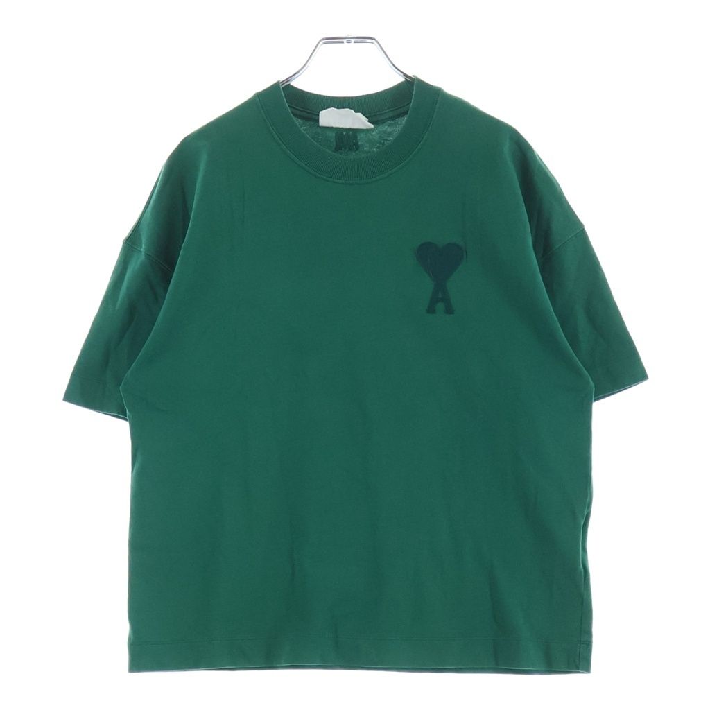 AMI Alexandre Mattiussi (アミアレクサンドルマテュッシ) T-Shirt ハートロゴ刺繍 半袖Tシャツ グリーン A21FJ128.726