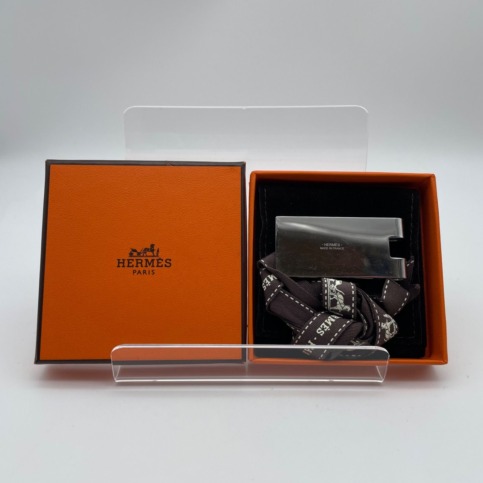■エルメス HERMES マネークリップ Hロゴ シルバー A26-2628