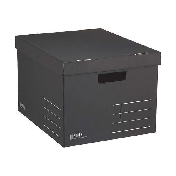 ds-コクヨ 収納ボックス（NEOS）Lサイズ フタ付き ブラック A4-NELB-D 1セット（10個） 11,926円