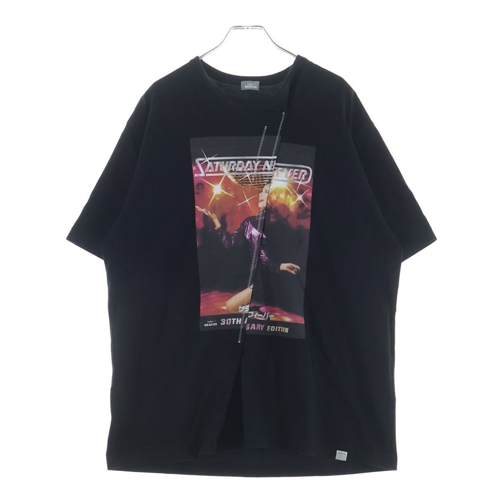 kolor BEACON (カラービーコン) 24SS Saturday Night Fever Front Fold Crewneck グラフィックプリント 天竺 半袖Tシャツ カットソー ブラック 24SBM-T09237