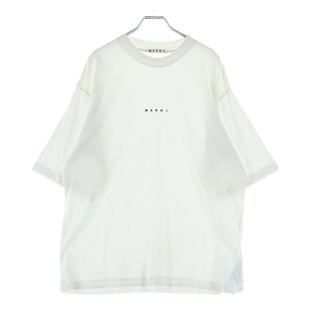 MARNI (マルニ) ロゴプリント モックネックオーバーサイズTシャツ カットソー ホワイト HUMU0223P1 USCS87 16,553円