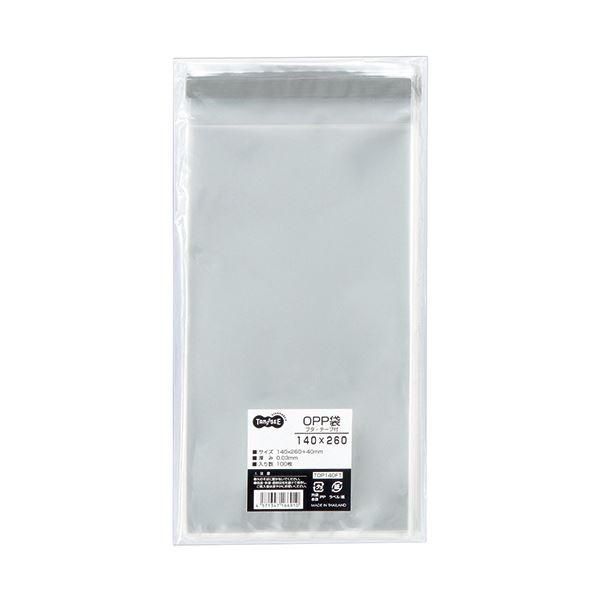 ds-（まとめ） TANOSEE OPP袋 フタ・テープ付140×260+40mm 1セット（1000枚：100枚×10パック） 〔×3セット〕