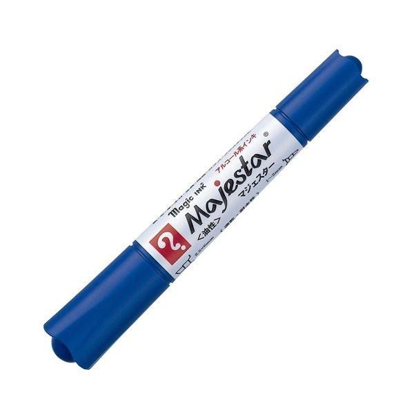 ds-（まとめ） 寺西化学 油性マーカー マジックインキマジェスター 太字+細字 青 MMJ50-T3 1本 〔×30セット〕