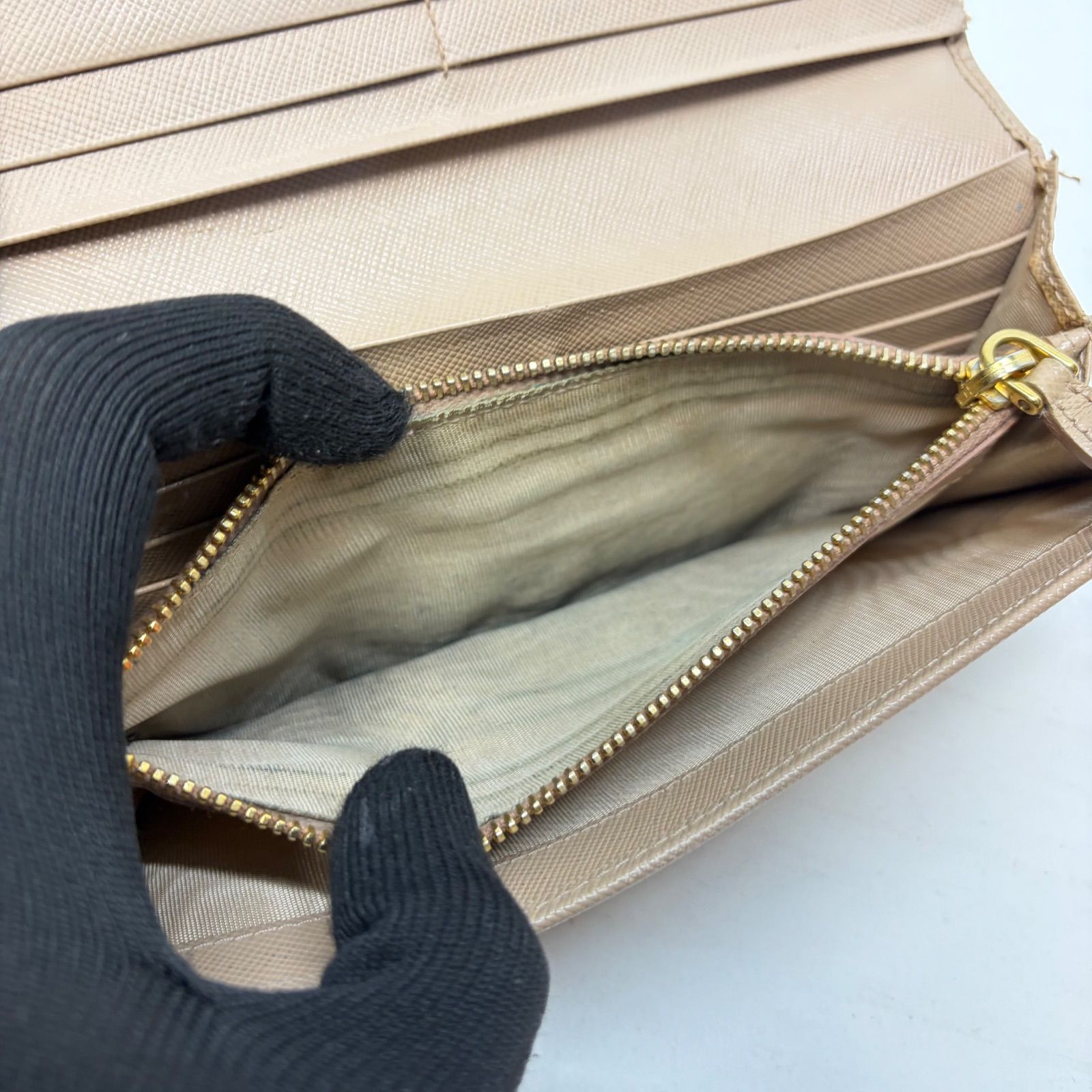 5023 PRADA プラダ 長財布 サフィアーノレザー リボン フラップ ピンク
