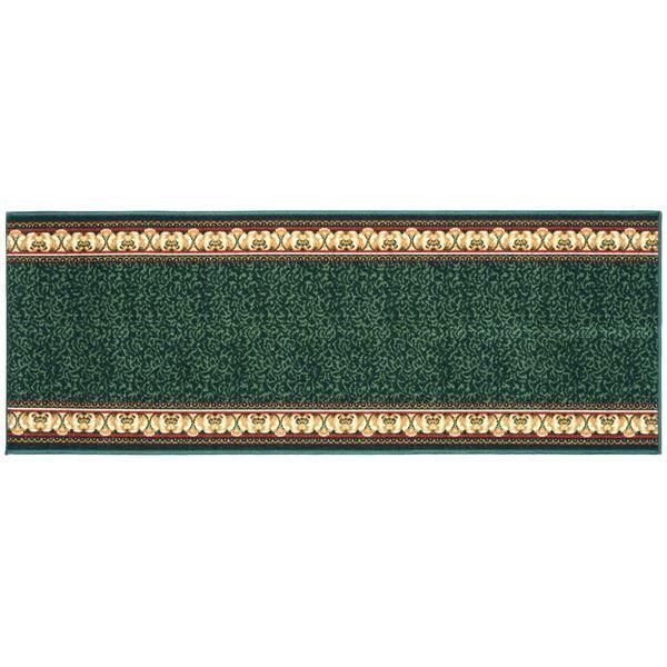 ds-ラグマット 絨毯 約80cm×340cm グリーン 洗える 滑りにくい 防キズ 防音 お手入れ簡単 タフトプリント リビング ダイニング