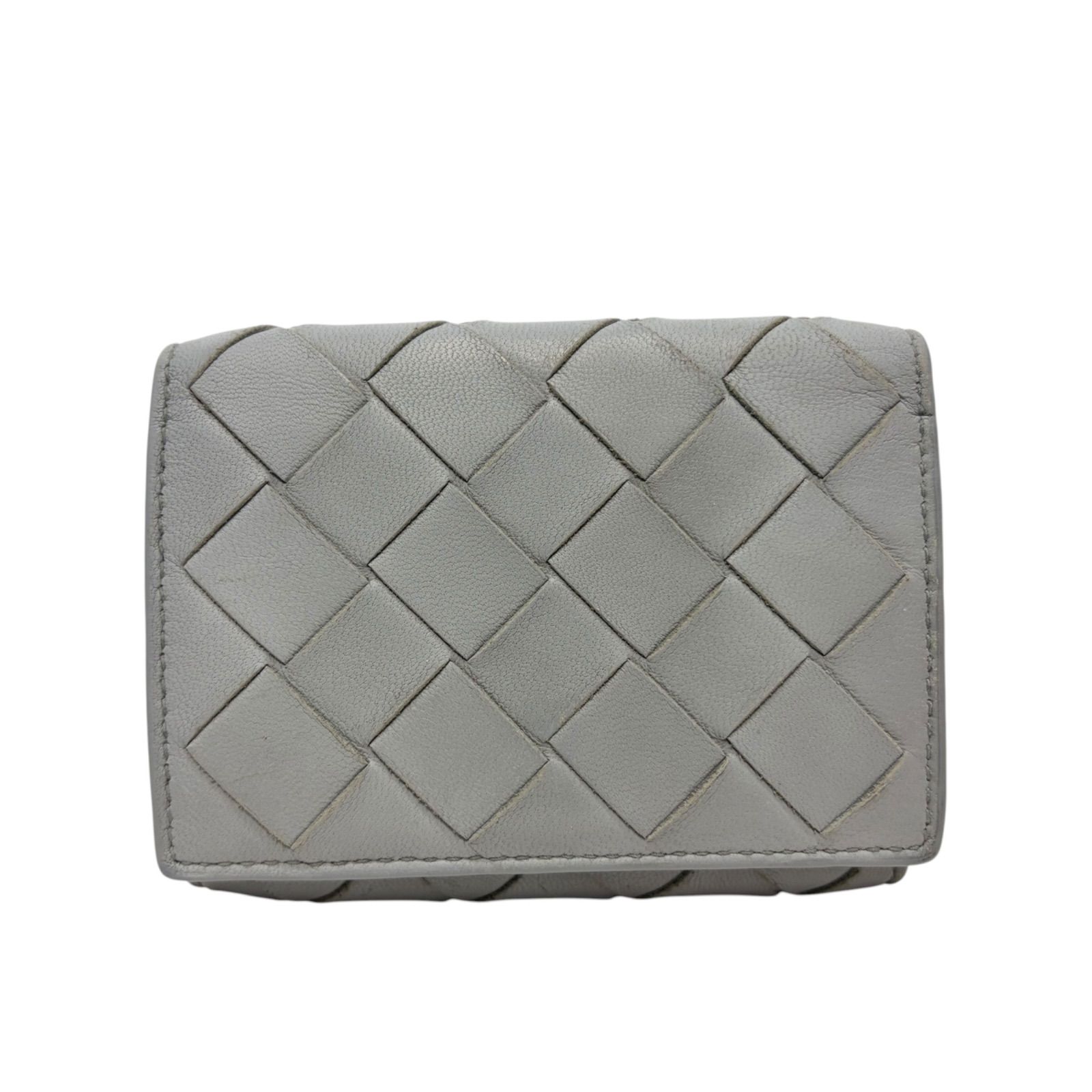 4692 BOTTEGA VENETA ボッテガヴェネタ 三つ折財布 グレー マキシイントレチャート レザー