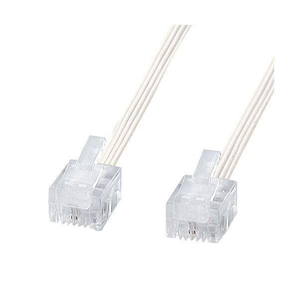 ds-（まとめ） サンワサプライ やわらかスリムケーブル（白） TEL-S2-15N2 〔×5セット〕