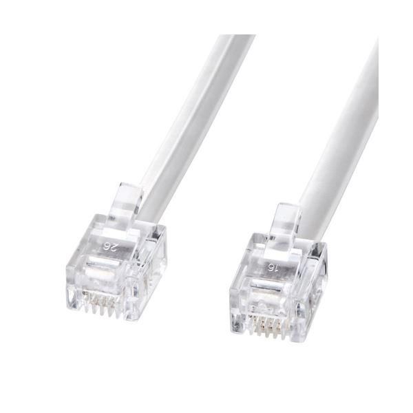 ds-（まとめ） サンワサプライ モジュラーケーブル（白） TEL-N1-5N2 〔×5セット〕