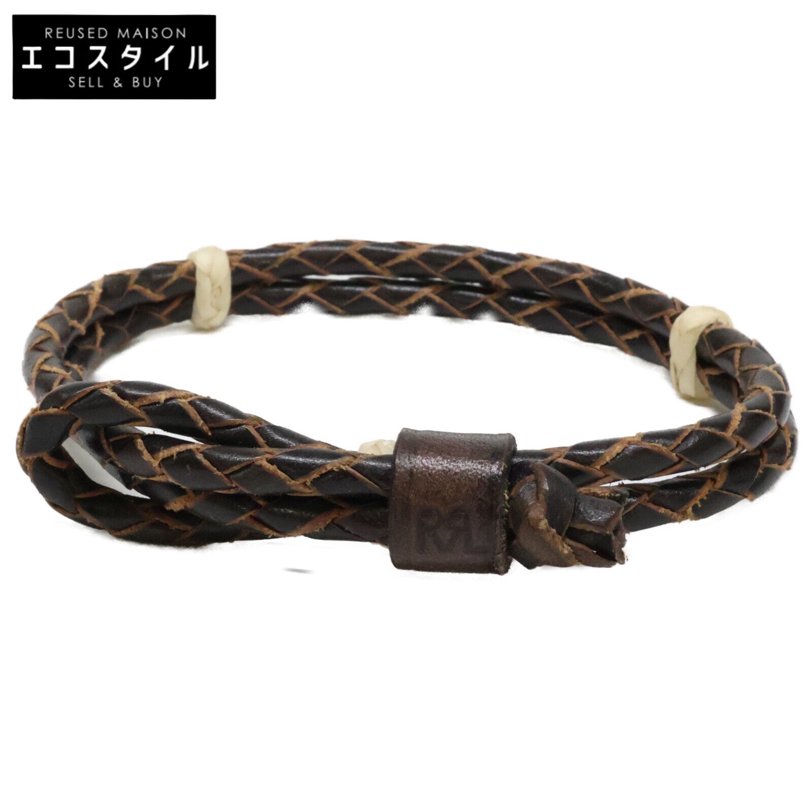 RRL　ダブルアールエル　【美品】BRAUDED LEATHER CUFF エンボスロゴ レザー