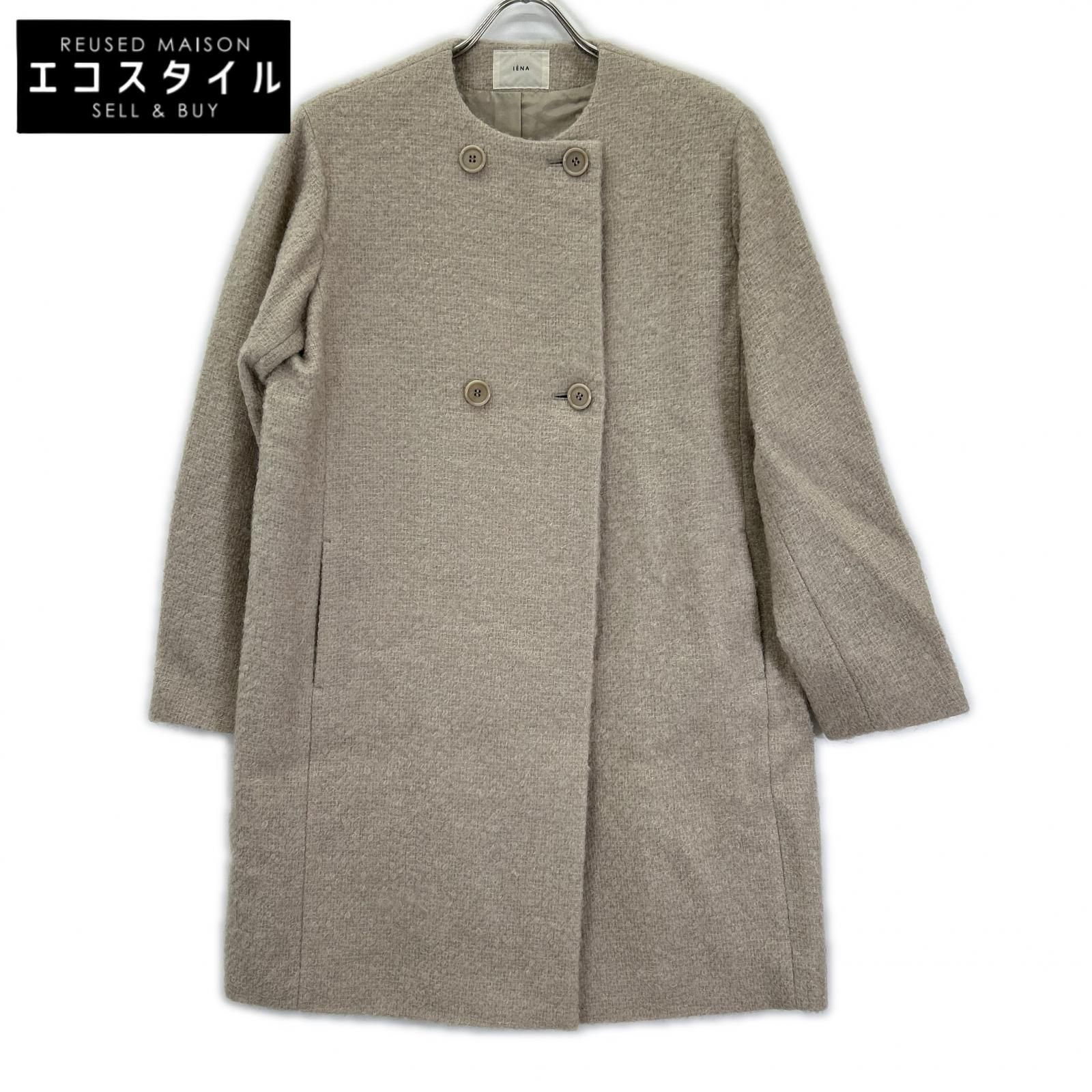 IENA　イエナ　24AW ベージュ ウールモヘヤ カラーレス ループコート　38