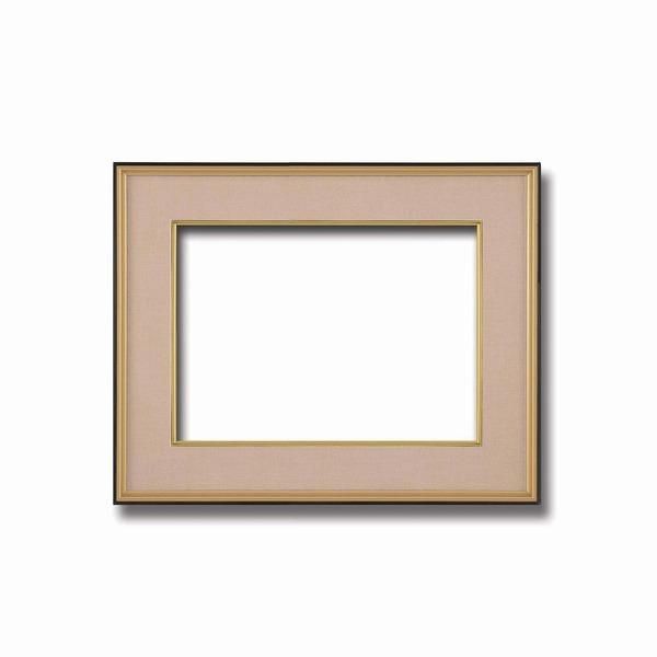 ds-〔 和額 〕 黒い縁に金色フレーム 日本画額 色紙額 木製フレーム 黒金 色紙F6サイズ 410×318mm ベージュ 額縁 額 フレーム