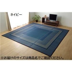 ds-い草 花ござ ラグマット/絨毯 〔ネイビー 江戸間4.5畳 約261×261cm〕 日本製 抗菌 防臭 消臭 調湿 不織布 防傷 〔リビング〕 27,817円