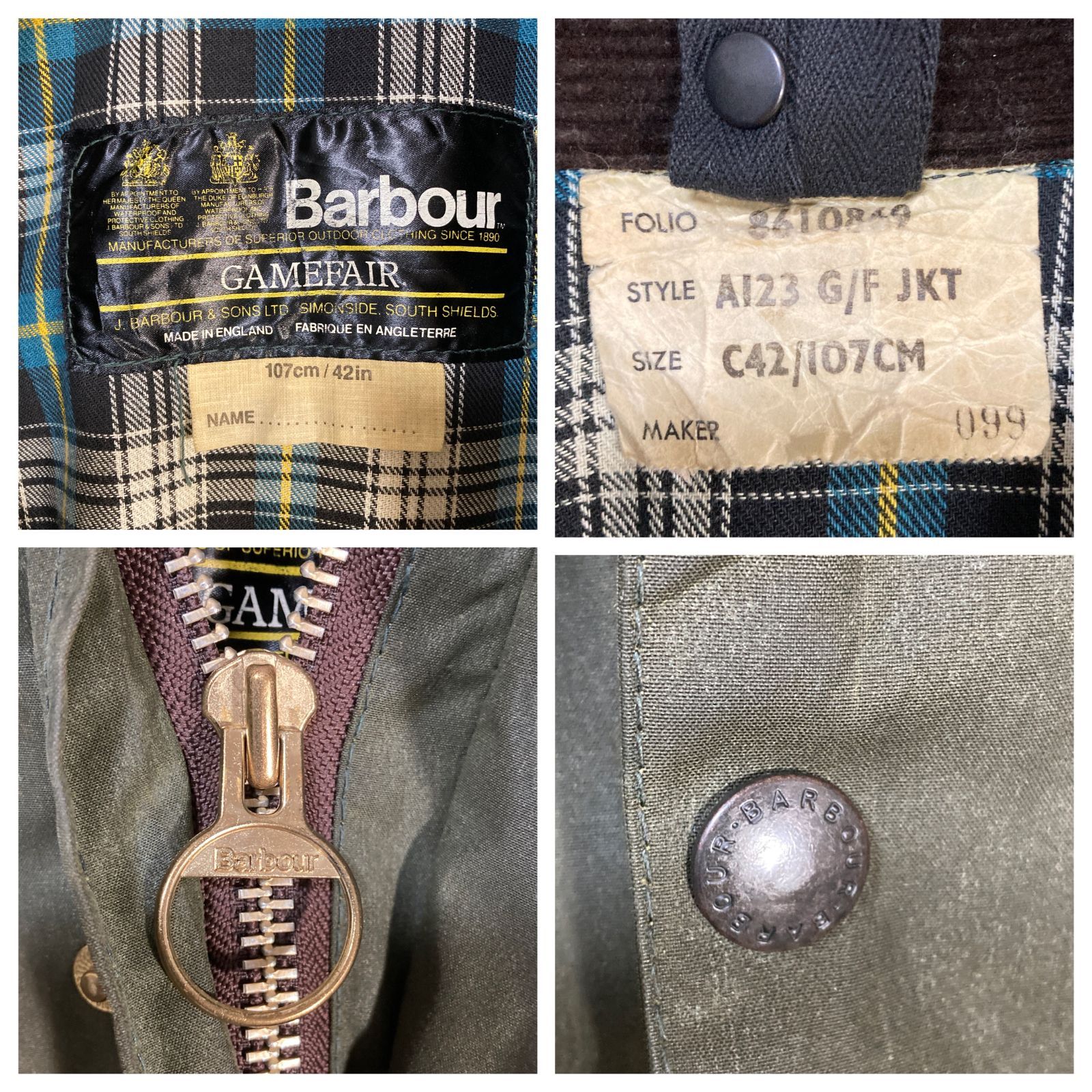 英国製 80's Barbour バブアー オイルドジャケット GAMEFAIR ゲーム