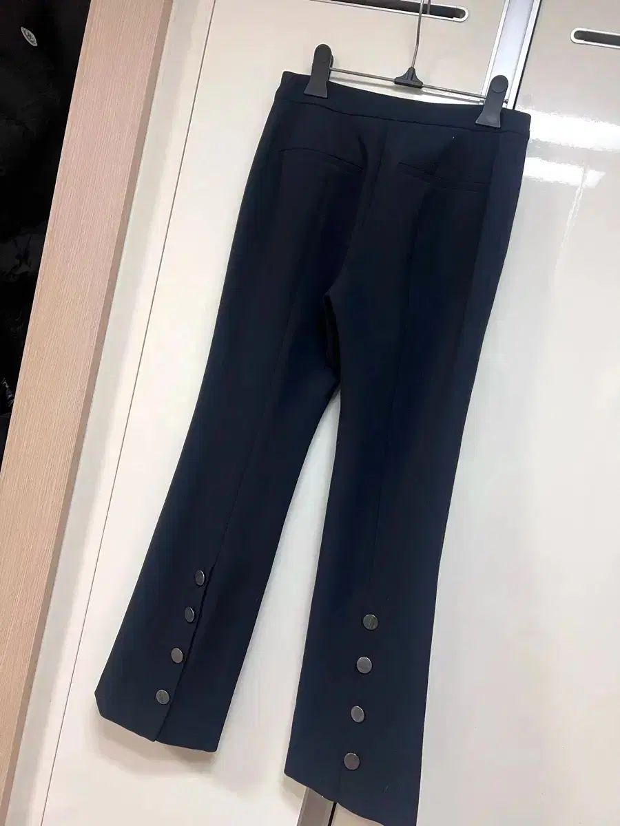 ハンサム オブゼー OBZEE バッグ ボタン パンツ スーツ ズボン ストレッチ スリット スリット ネイビー 秋 冬