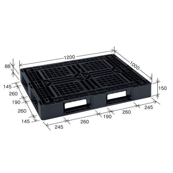 ds-〔10枚セット〕 樹脂パレット/軽量パレット 〔JL-D4・1210G〕 ブラック 材質：再生PP 安全設計