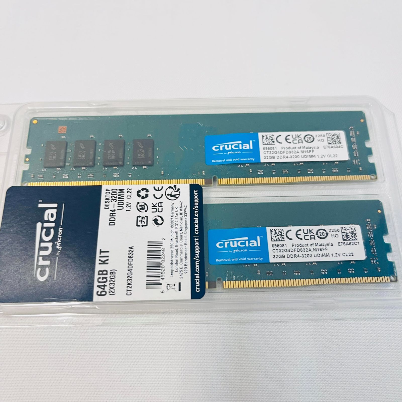 Crucial デスクトップ用増設メモリ 64GB(32GBx2枚) DDR4 3200MT/s(PC4-25600) CL22 UDIMM 288pin CT2K32G4DFD832A　No3393