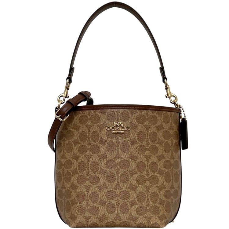 コーチ ショルダーバッグ シティ バケットバッグ 美品 2way バッグ シグネチャー CT800 COACH PVC レザー ブラウン 茶色 中古 レディース