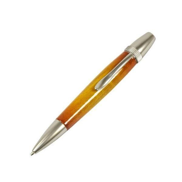 ds-キャンディカラー ボールペン/文房具 〔Yellow カーリーメイプル〕 パーカータイプ 芯:0.7mm 日本製 文具 『Air Brush Wood Pen』