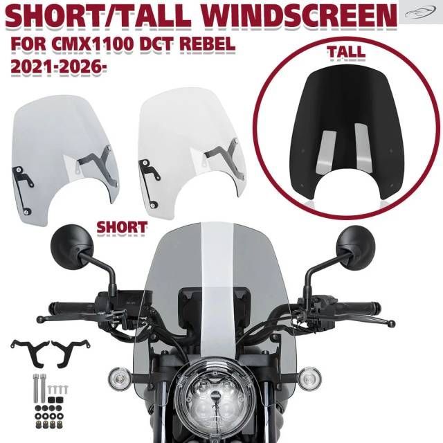 HONDA CMX1100 DCT REBEL 2021-2026 Tall/Short Touring Windshield Spoiler Visor Viser Double Bubble Windscreen Cover Deflector