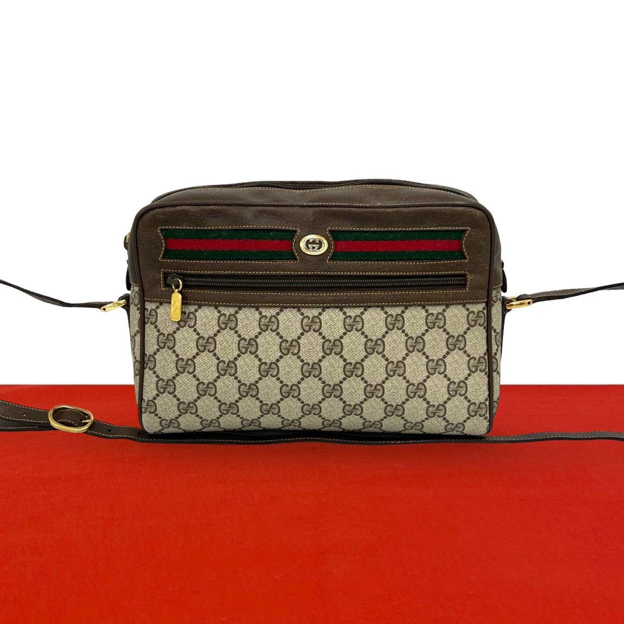極 美品 GUCCI グッチ オールドグッチ シェリーライン GG ロゴ 柄 
