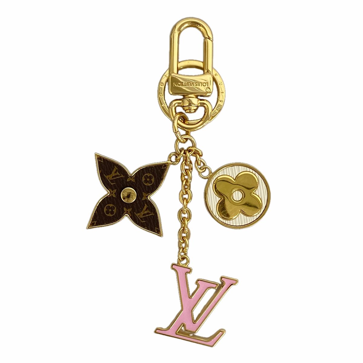 【6hb0912】ルイヴィトン キーホルダー・チャーム モノグラム・フラワー/LVイニシャル スプリングストリート M01187 ゴールド マルチカラー【中古】レディース 25,500円