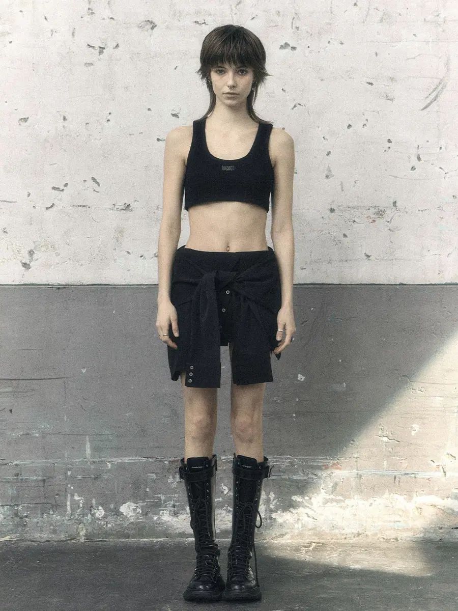 BOHEMSEO UNBALANCED SHIRT SKIRT BLACK