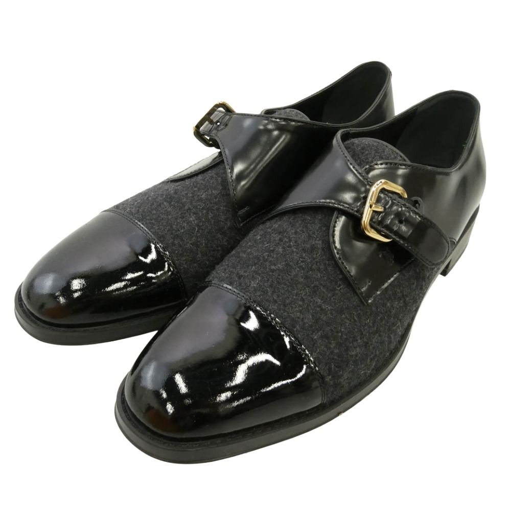 TOD’S トッズ レザー モンクストラップ ローファー ビジネス シューズ ブラック系 38【美品】【中古】