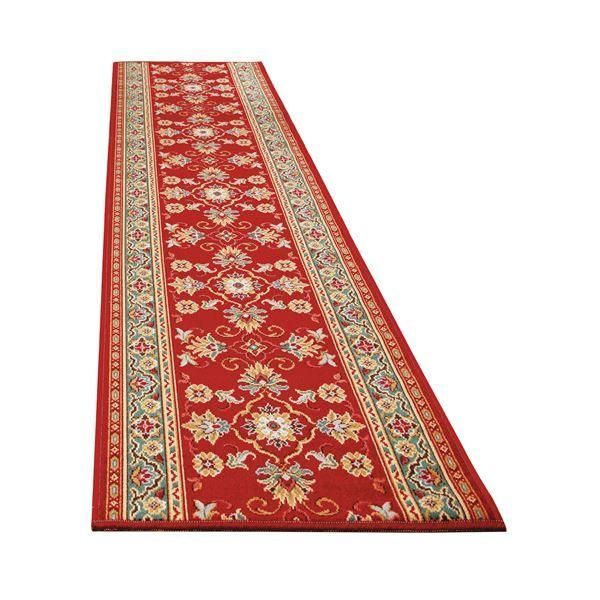 ds-ベルギー製 廊下敷き/ラグマット 〔78×340cm レッド〕 長方形 防滑 撥水 撥油加工 高耐久性 〔玄関 キッチン〕
