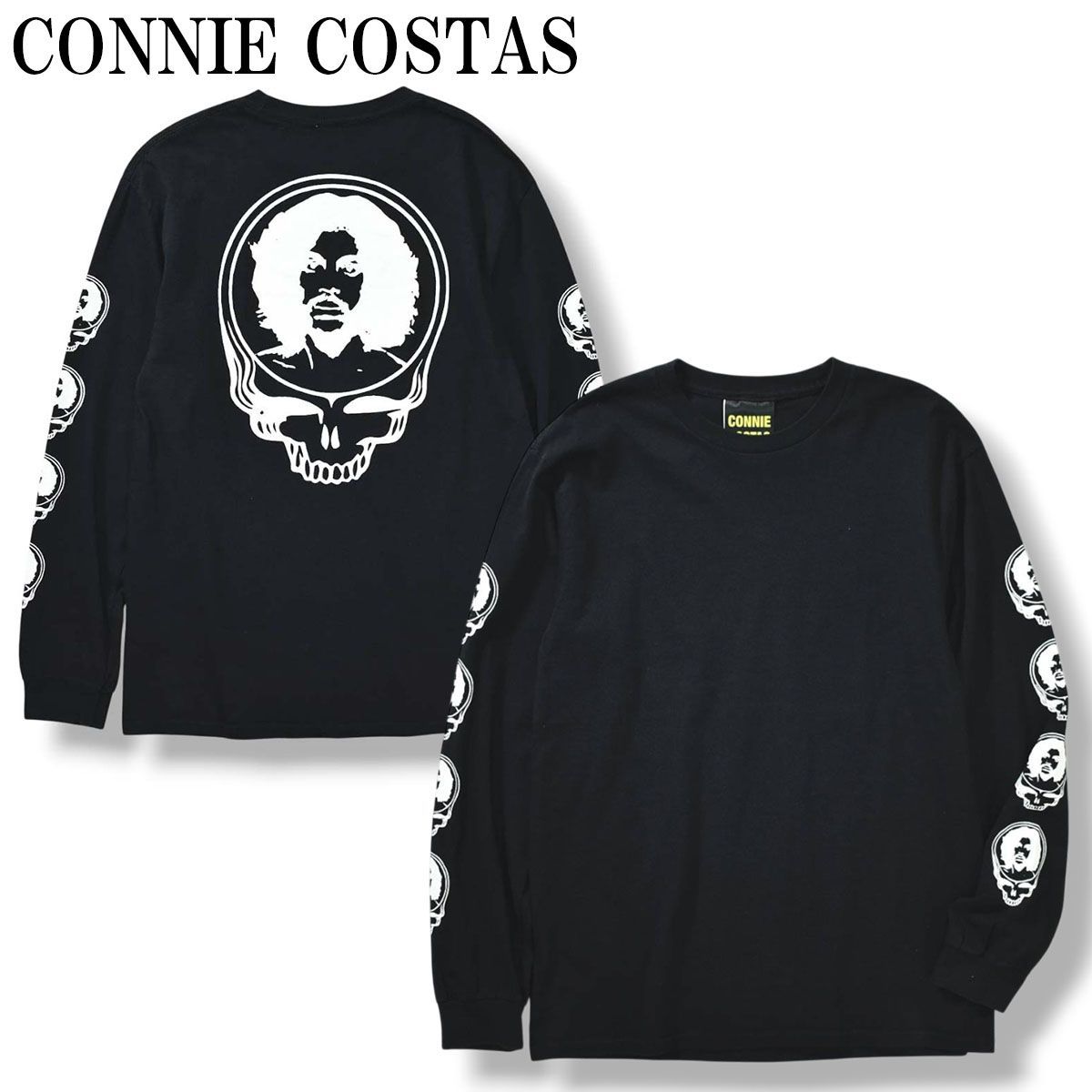 コニーコスタス CONNIE COSTAS 長袖 バックプリント Tシャツ グレイトフルデッド Grateful Dead オマージュ ロンT M ブラック メンズ