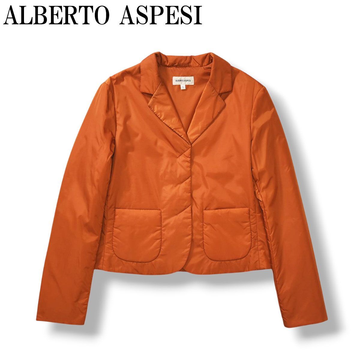イタリア製 アルベルト アスペジ ALBERTO ASPESI バンボリーナ BAMBOLINA 高機能中綿 サーモア Thermore ナイロン テーラードジャケット S テラコッタ オレンジ レディース ♪