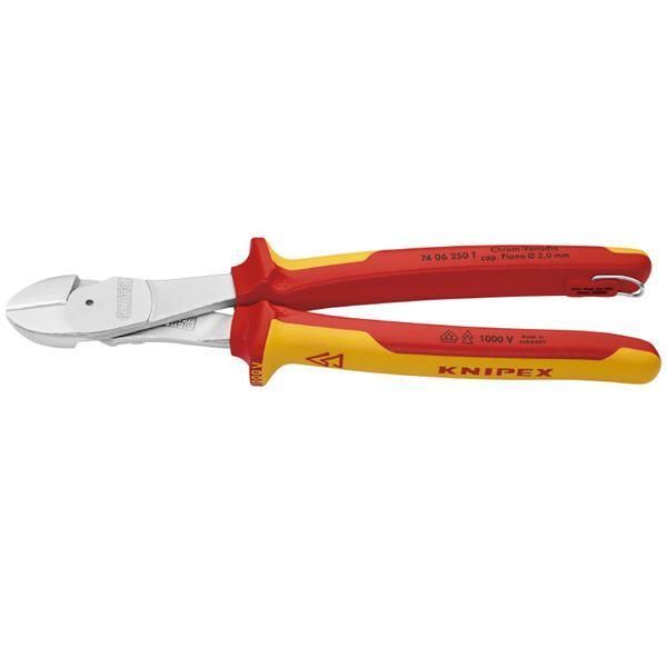 ds-KNIPEX クニペックス 7406-250TBK 絶縁強力斜ニッパー 落下防止 BK 工具 ツール DIY 作業工具 道具 ニッパー