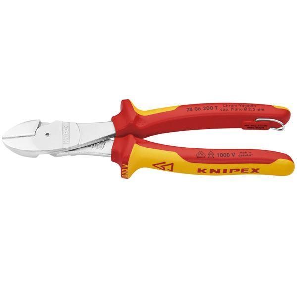 ds-KNIPEX クニペックス 7406-200TBK 絶縁強力斜ニッパー 落下防止 BK 工具 ツール DIY 作業工具 道具 ニッパー