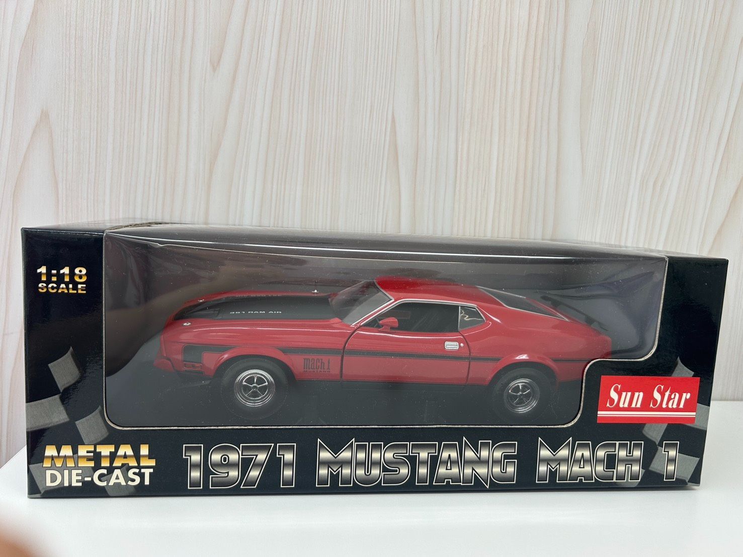 D【保管品】サンスター Sun Star 1/18スケールダイキャストモデル 1971 フォード マスタング マッハ1 レッド