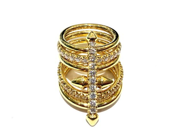 TIFFANY&Co. ティファニー タイタン5ロウ 73471575 リング・指輪 ダイヤモンド 約11.5号 約20.2g イエローゴールド レディース【中古】【432】 739,200円