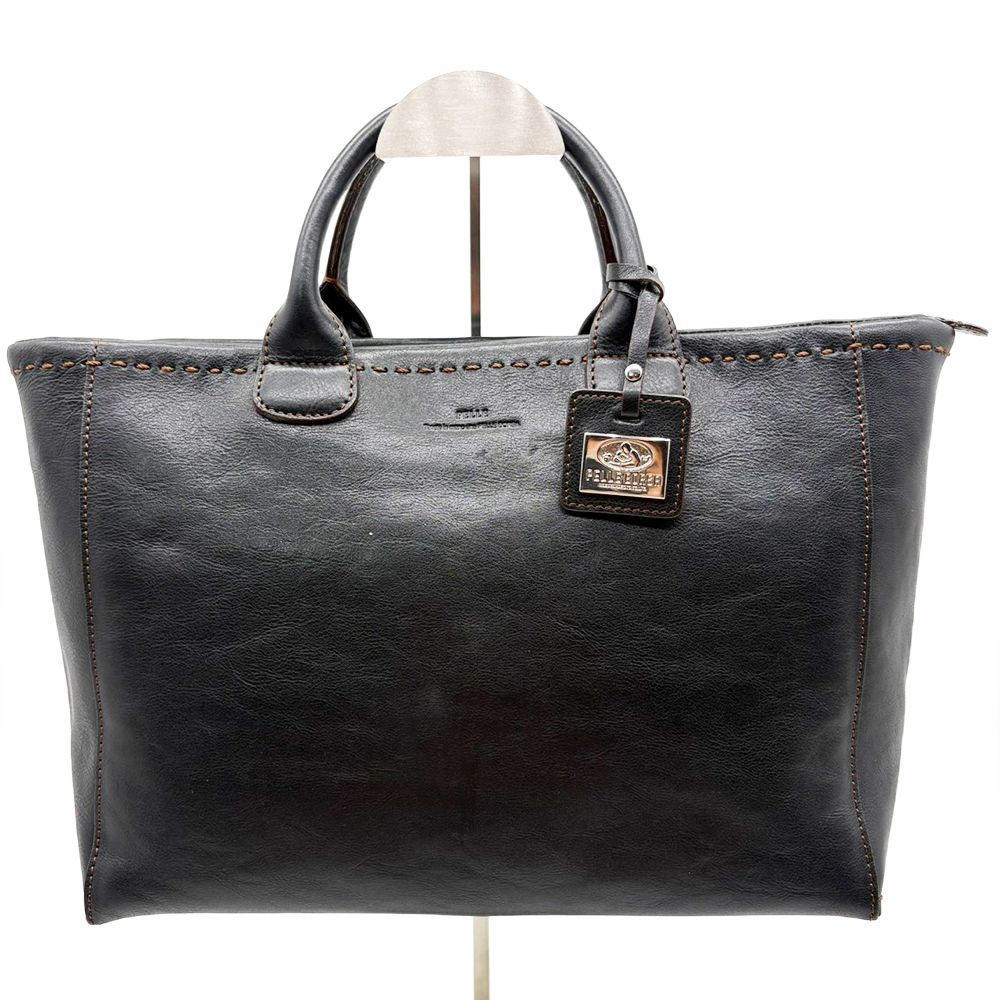 PELLE BORSA ペレボルサ トートバッグ レザー ブラック ハンドバッグ 
