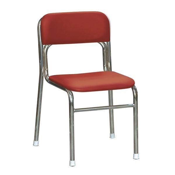 ds-軽量 スタッキングチェア 〔5脚セット レッド×クロムメッキ 幅45cm 重さ4.5kg〕 日本製 防汚仕様 スチール 65,736円